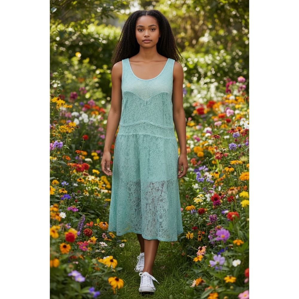 Torrid Mint Green Floral Lace Sleeveless Drop Waist Midi Dress Plus Size 20